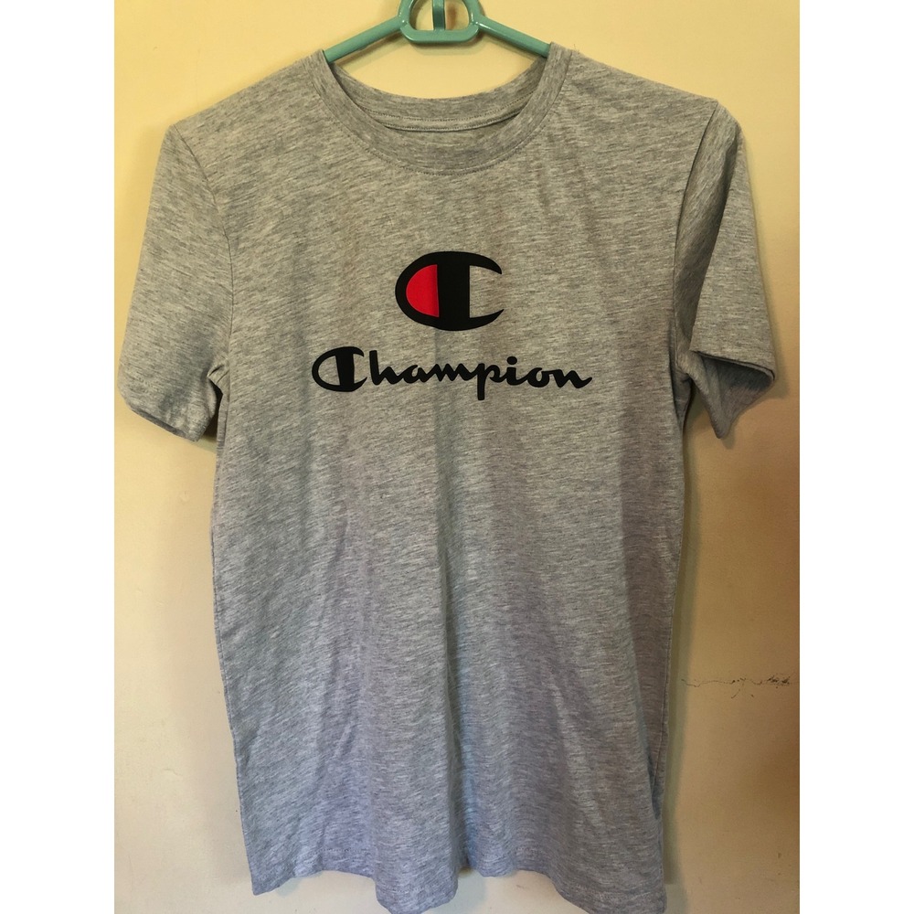 Champion Kids Heather Gray Short Sleeve Graphic Logo T-Shirt Athletic T 18-20 L